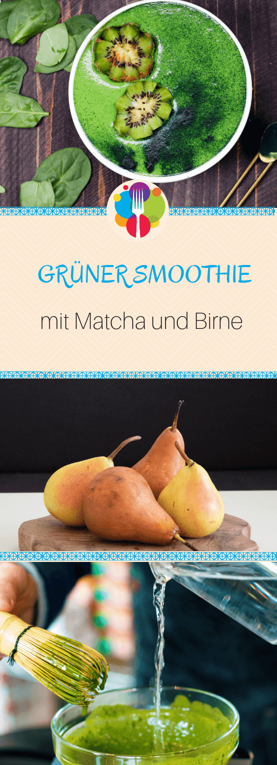 gruen smoothie mit Matcha und Birne