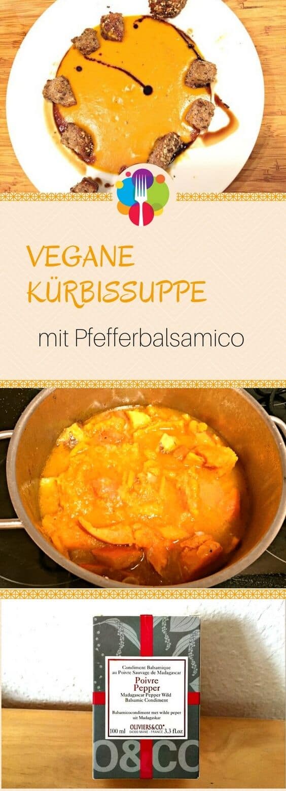 Vegane Kürbissuppe mit Croutons - einfach &amp; lecker 🍲