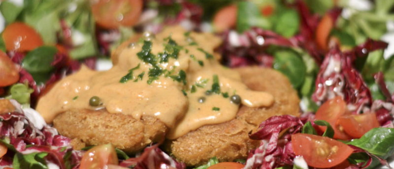 Kichererbsenschnitzel mit Pfefferrahmsauce Kichererbsenschnitzel mit Pfefferrahmsauce